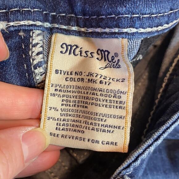 Miss Me Bling Trim Cuffed Skinny Jeans Girls 14 - Picture 7 of 7